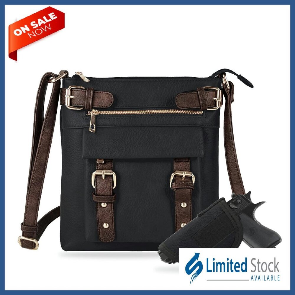 Medium Vegan Leather Crossbody Bag With Lockable Concealed Carry Compartment